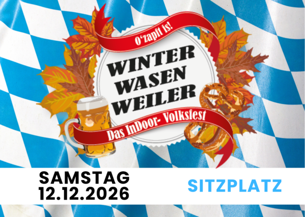 SITZPLATZ (inkl. Freigetränk) - Samstag, 12.12.2026 - Ü30